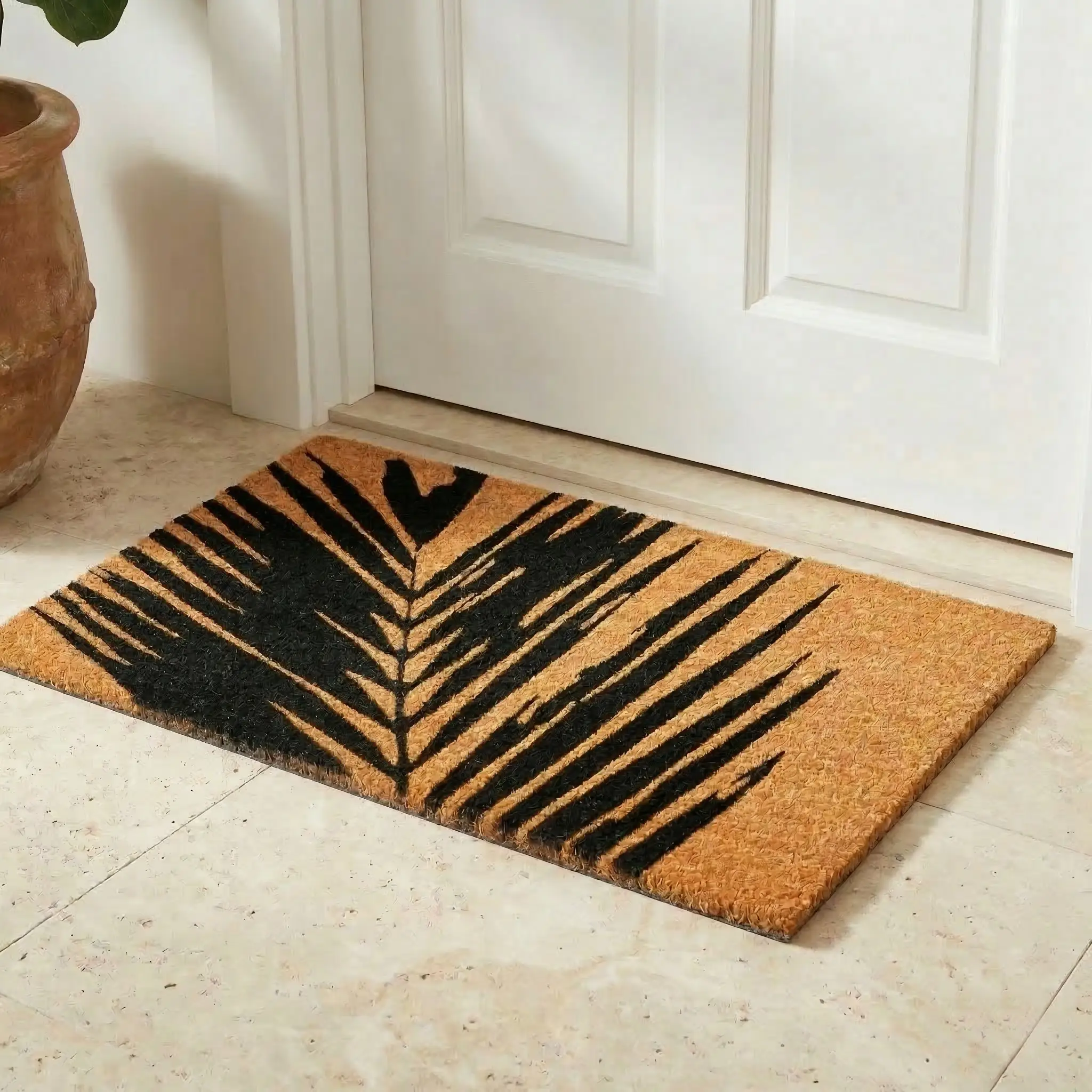 Summertime Palm Leaf Coir Doormat by Fab Habitat