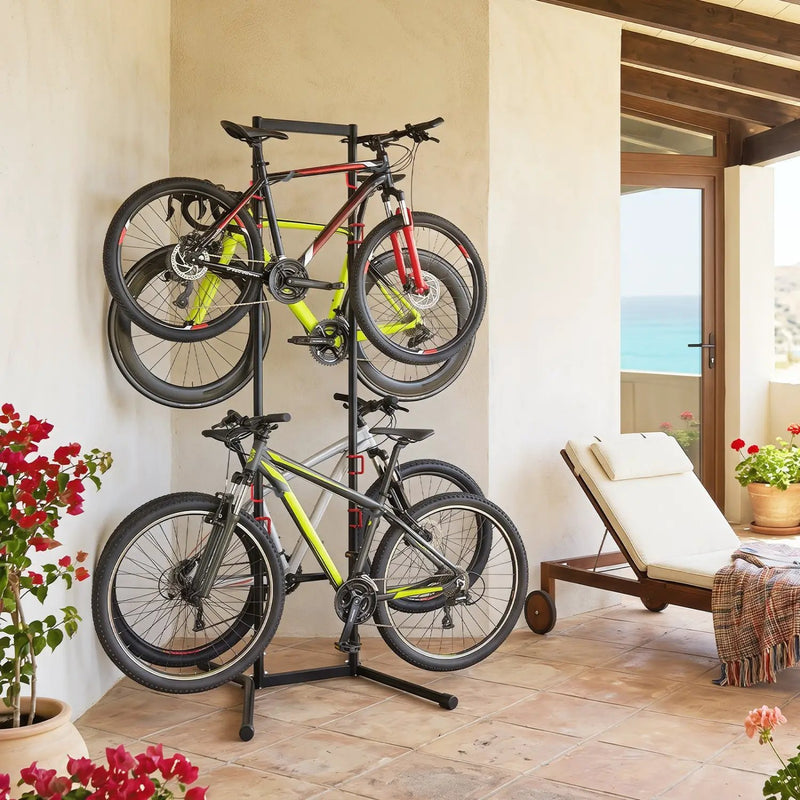 4-Bike Vertical Storage Rack with Adjustable Arms by DirectDeals