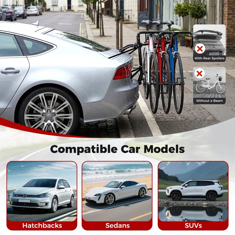Trunk Mount 3-Bike Rack with Anti-Sway Straps for SUV by DirectDeals
