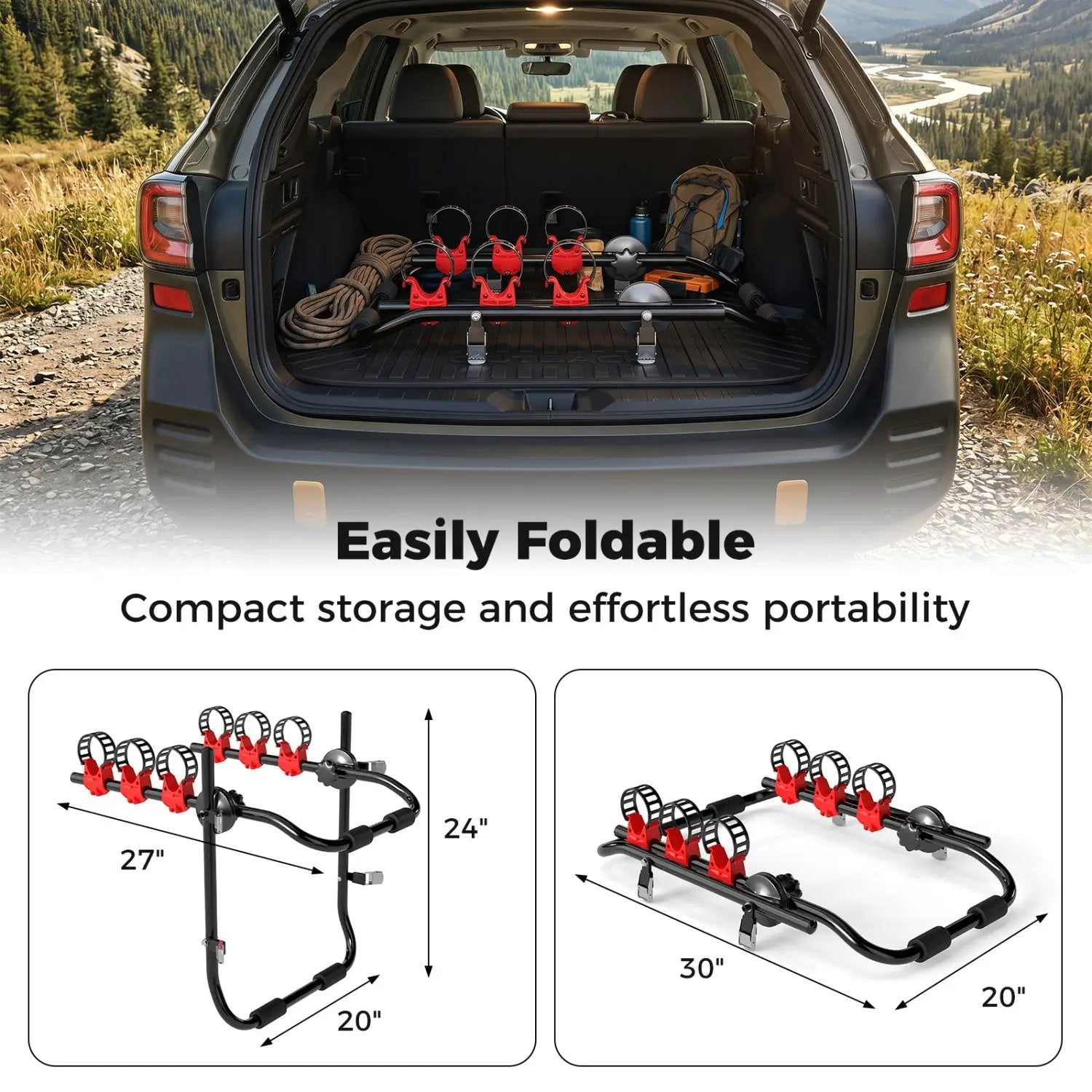 Trunk Mount 3-Bike Rack with Anti-Sway Straps for SUV by DirectDeals