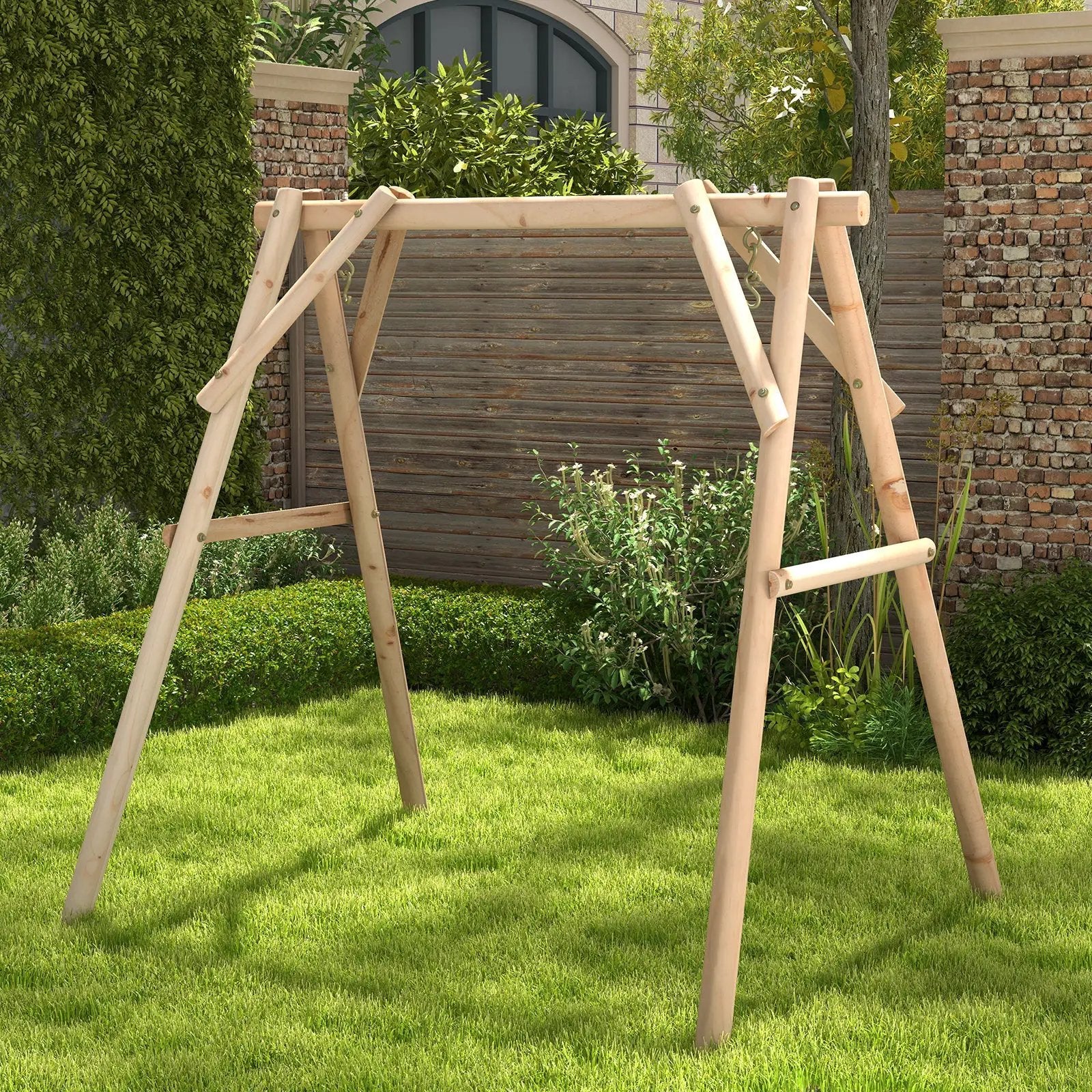 Heavy Duty Wooden Swing Frame with Reinforced Bars by DirectDeals