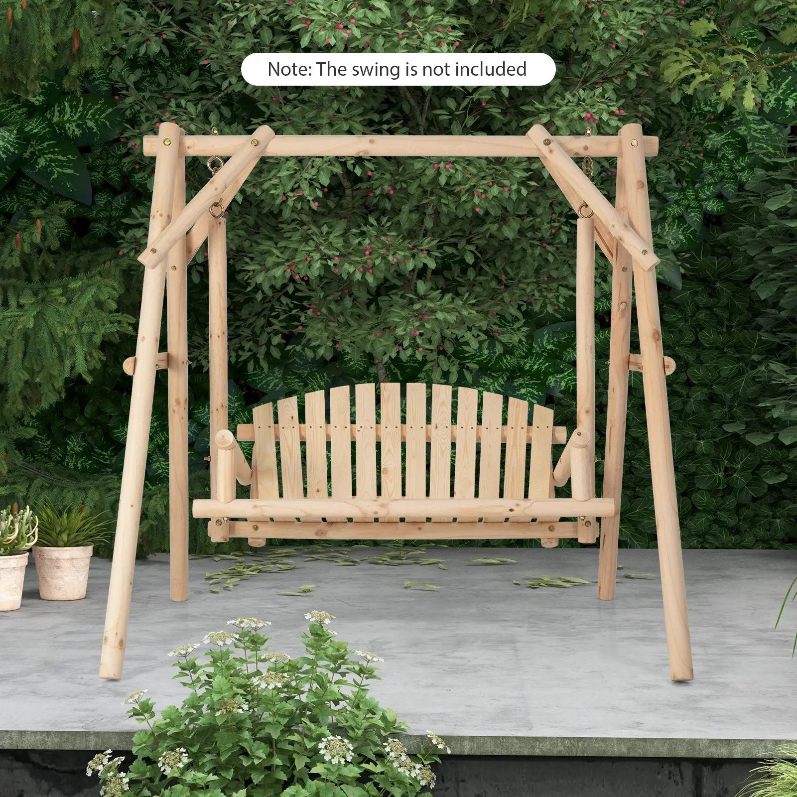 Heavy Duty Wooden Swing Frame with Reinforced Bars by DirectDeals