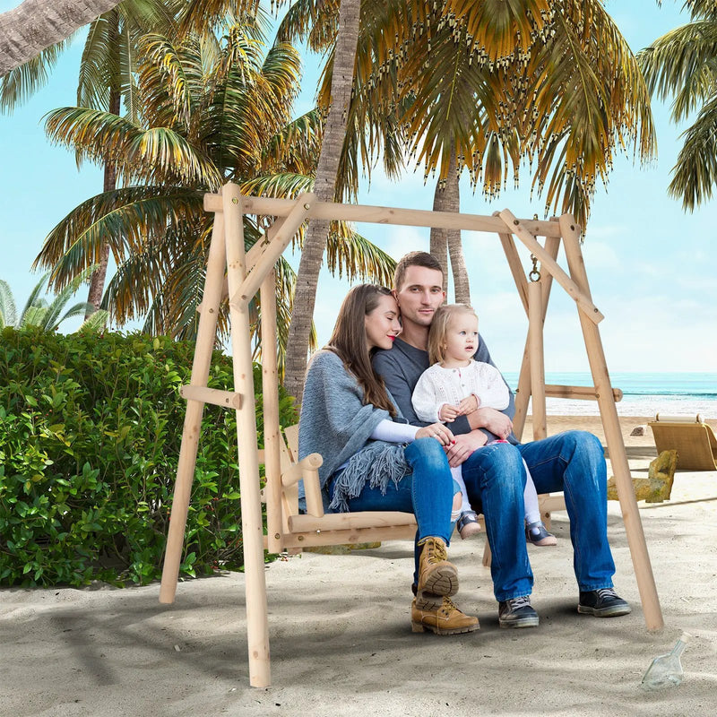 Heavy Duty Wooden Swing Frame with Reinforced Bars by DirectDeals