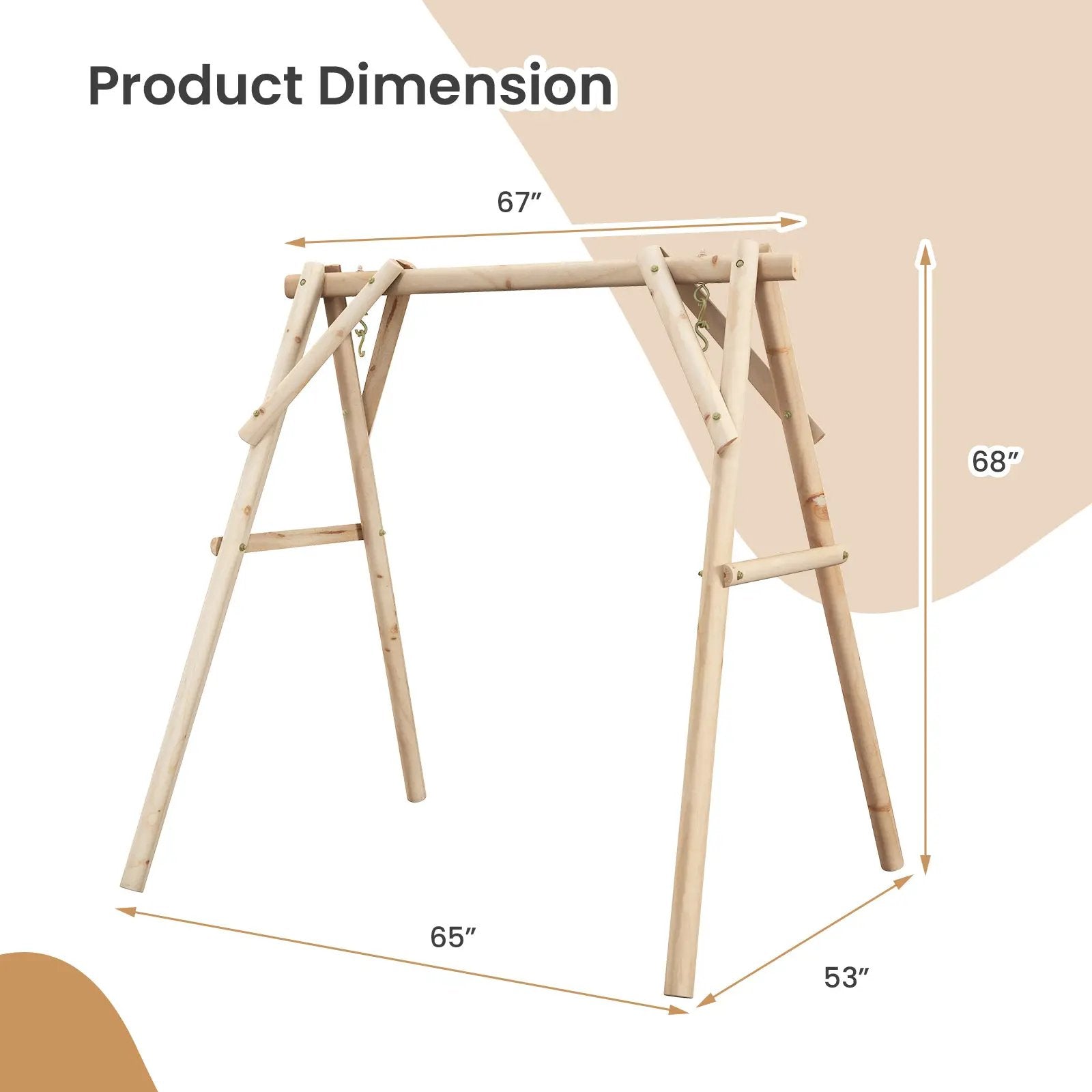Heavy Duty Wooden Swing Frame with Reinforced Bars by DirectDeals