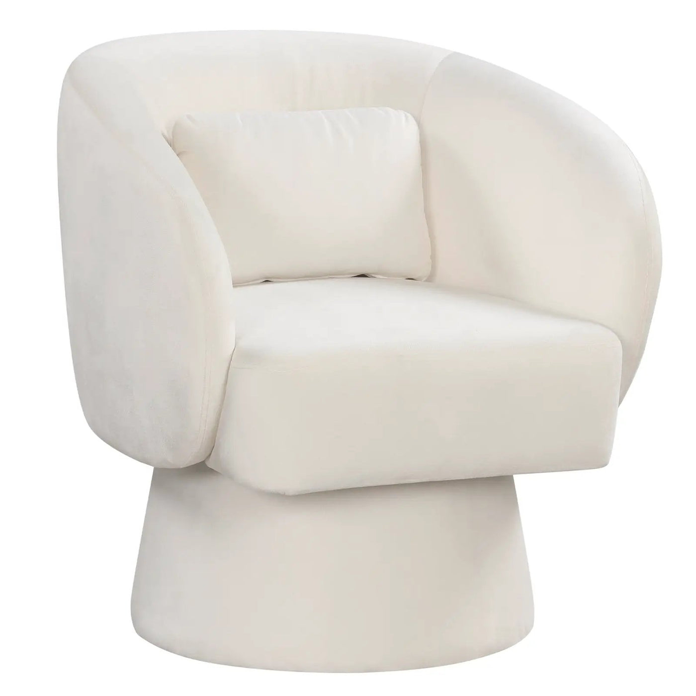 Swivel Accent Chair Upholstered Barrel Chair with Curved Back and Removable Lumbar Pillow by DirectDeals