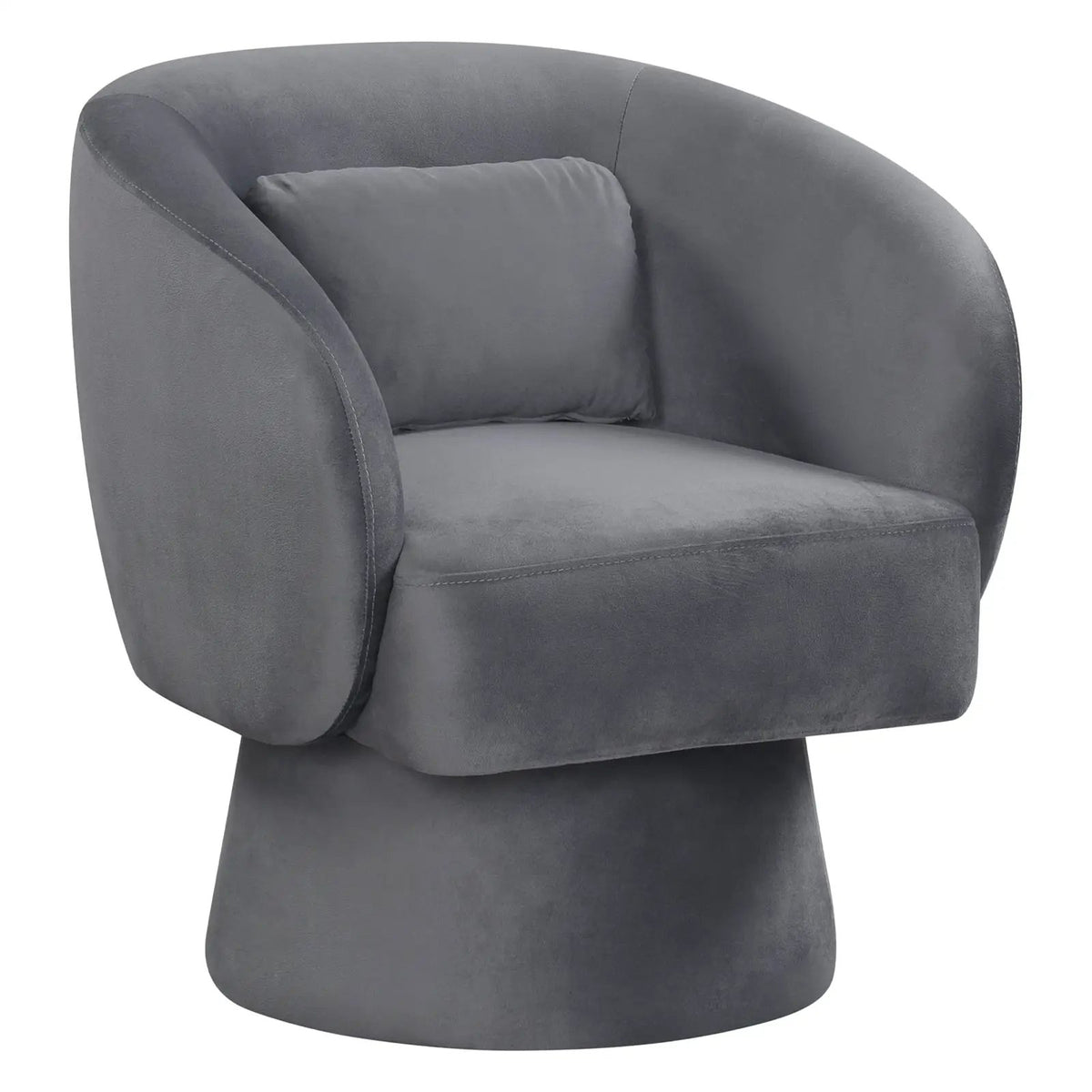 Swivel Accent Chair Upholstered Barrel Chair with Curved Back and Removable Lumbar Pillow by DirectDeals