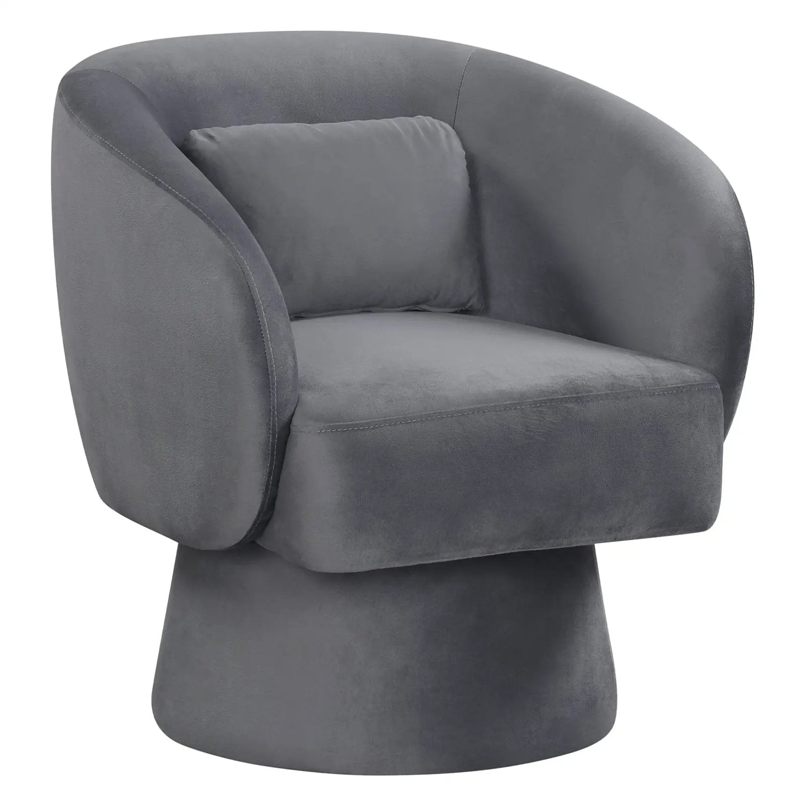 Swivel Accent Chair Upholstered Barrel Chair with Curved Back and Removable Lumbar Pillow by DirectDeals