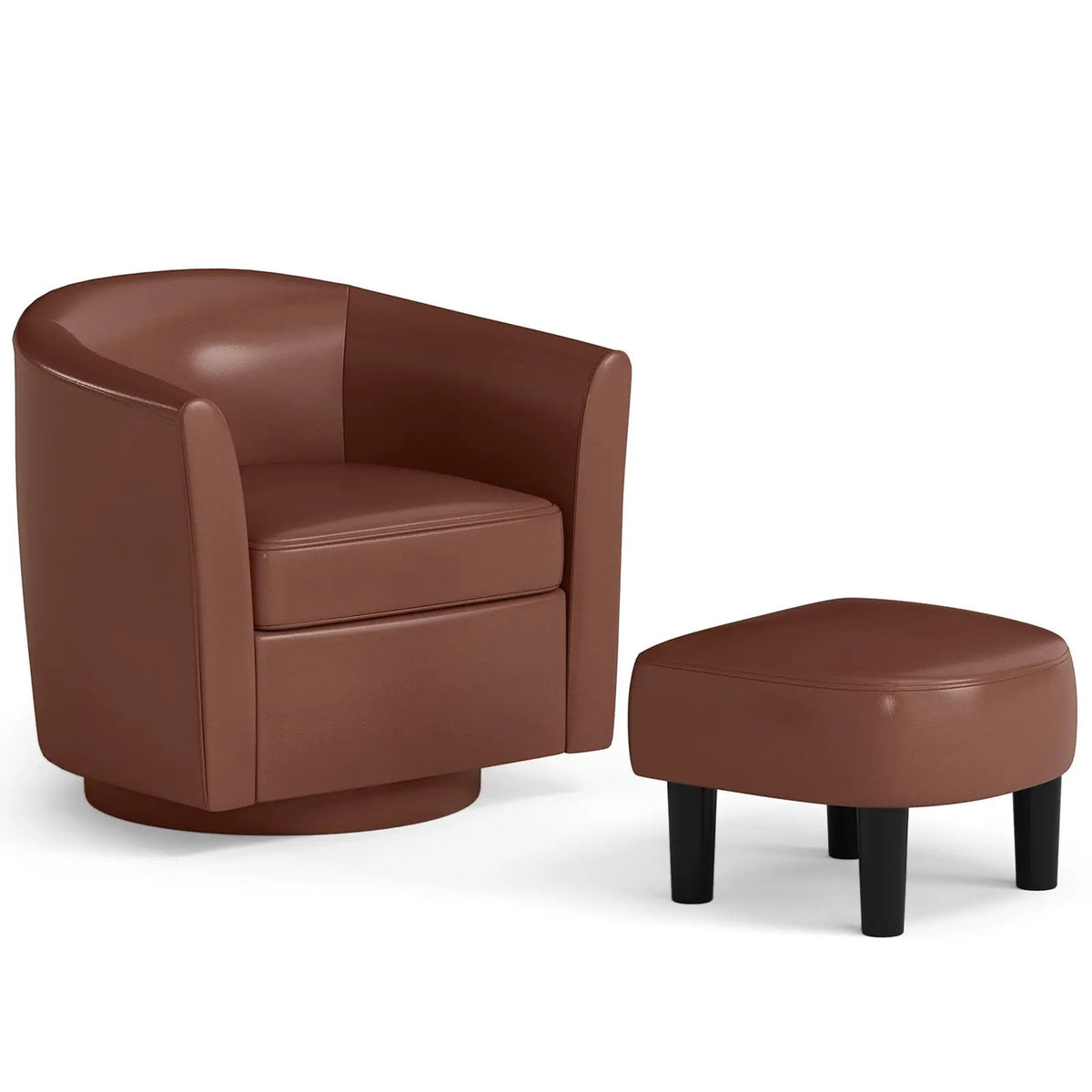 Modern Club Swivel Accent Chair with Ottoman Footrest Curved Backrest by DirectDeals