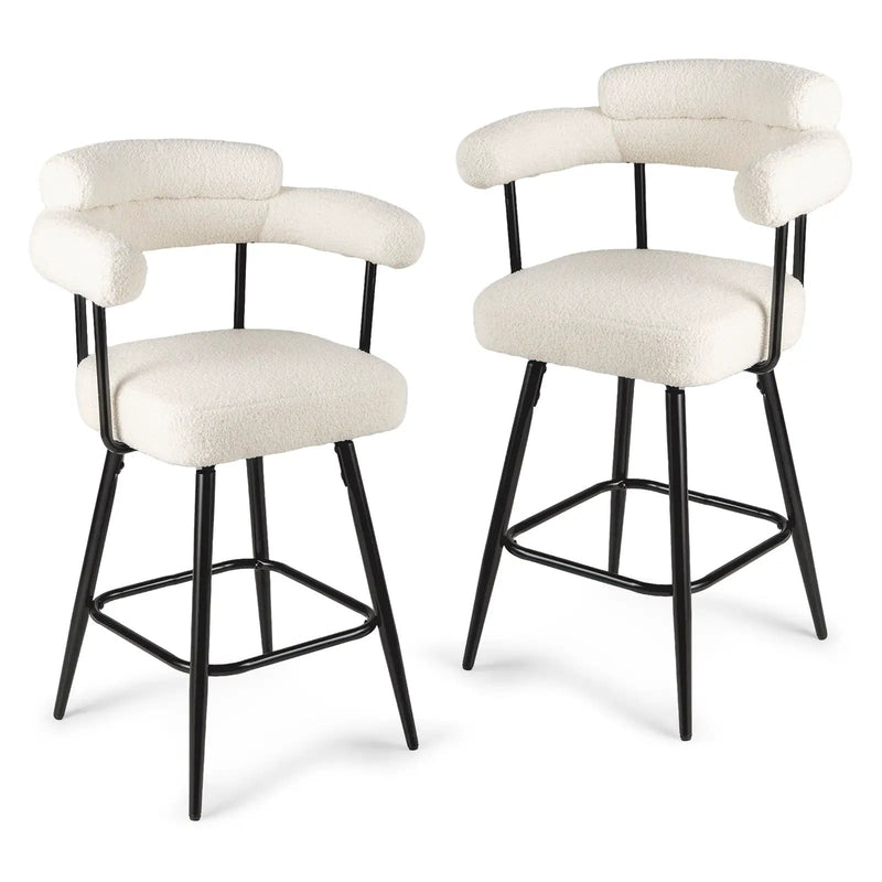 Swivel Bar Stool Set of 2 Counter Height Chairs with Curved Back and Arms by DirectDeals