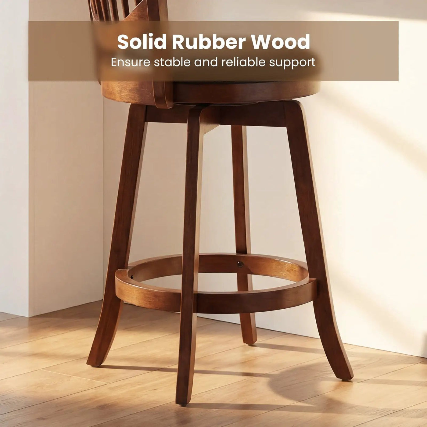 Swivel Bar Stools Set of 2 with Backrest and Wood Frame by DirectDeals