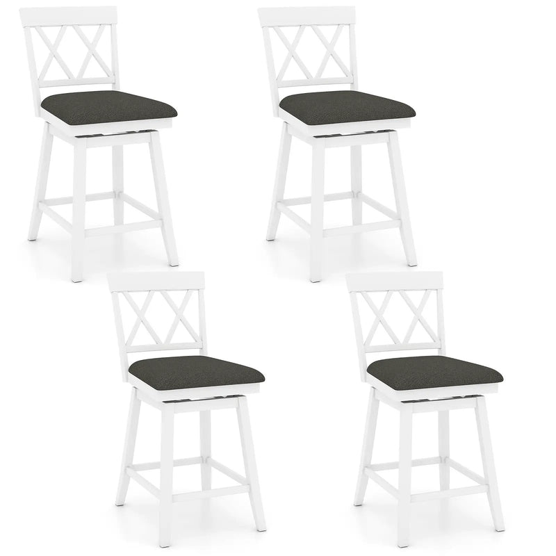 Swivel Bar Stools Set of 4 Counter Height Barstools with Backrest Upholstered Seat Cushion by DirectDeals