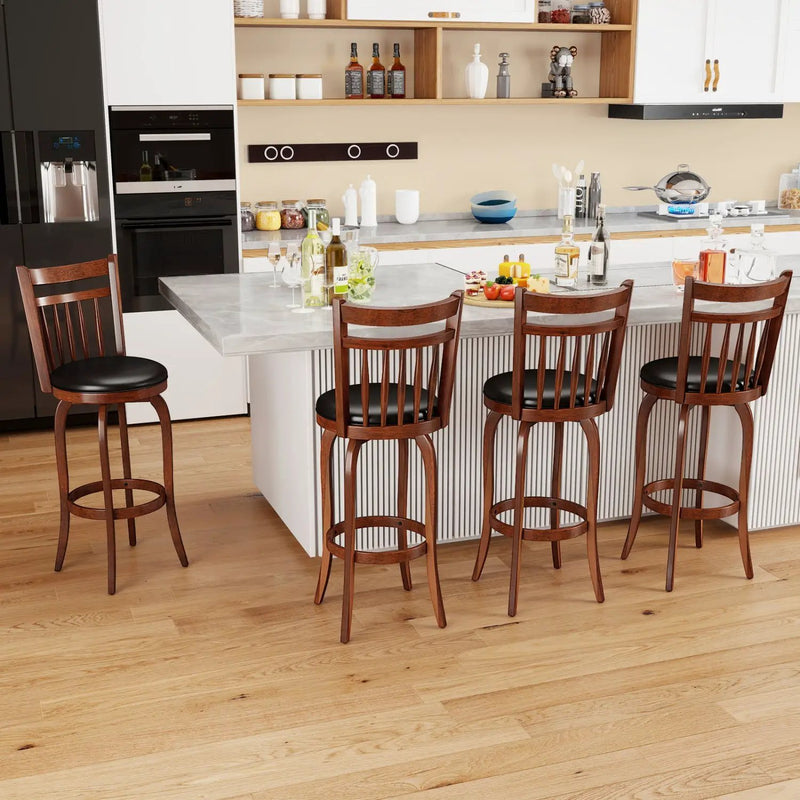 Swivel Bar Stools Set of 2 Counter Height Faux Leather Upholstered Barstools by DirectDeals