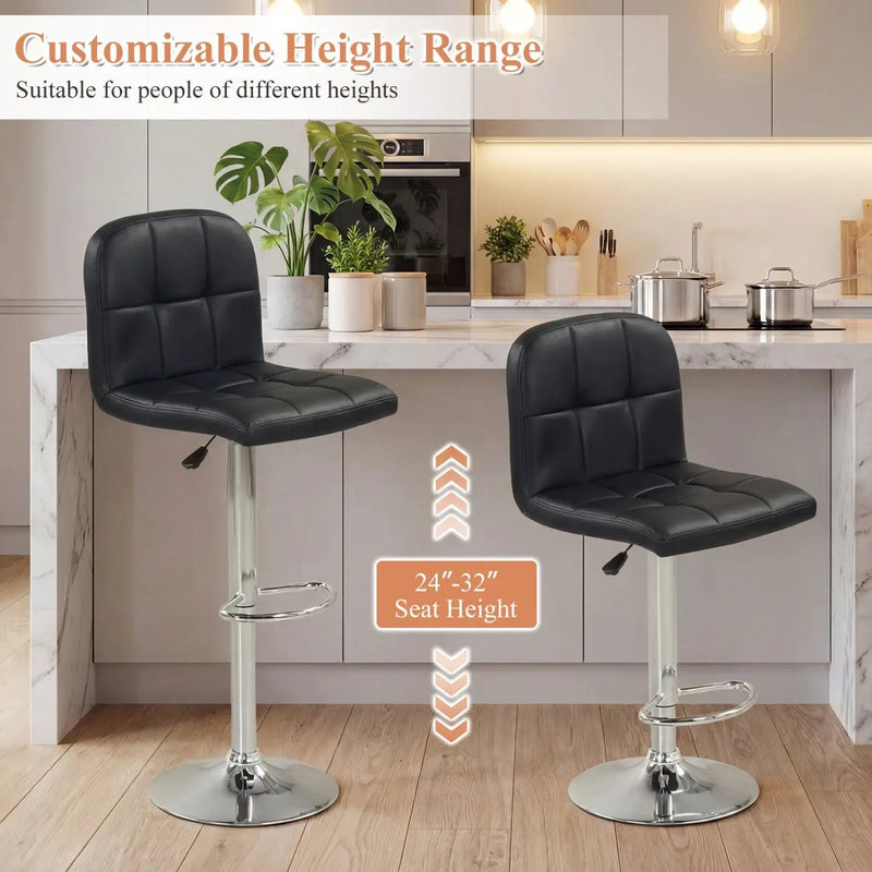 Swivel Bar Stools Set of 2 with Footrests and Metal Base by DirectDeals