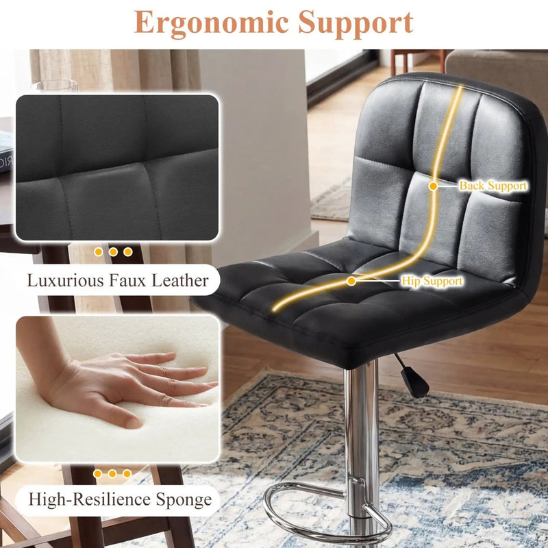 Swivel Bar Stools Set of 2 with Footrests and Metal Base by DirectDeals