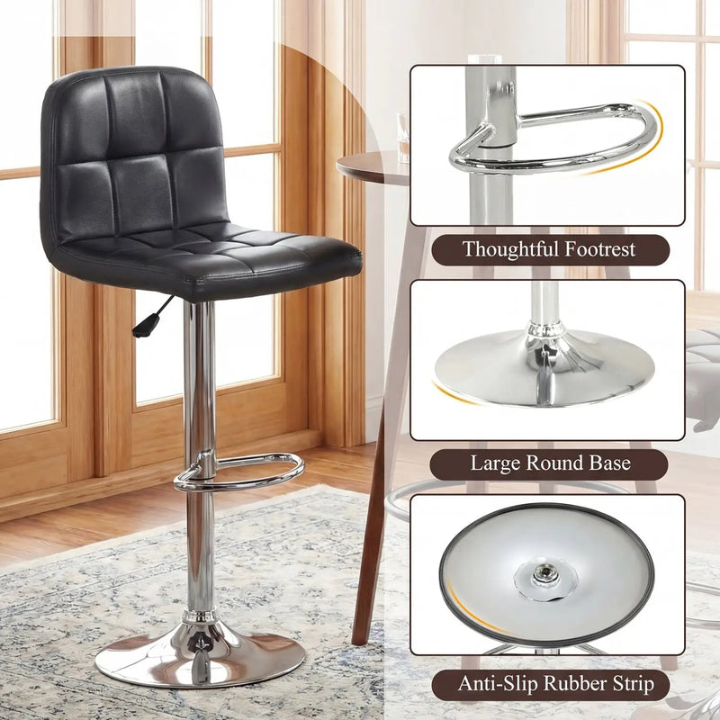 Swivel Bar Stools Set of 2 with Footrests and Metal Base by DirectDeals