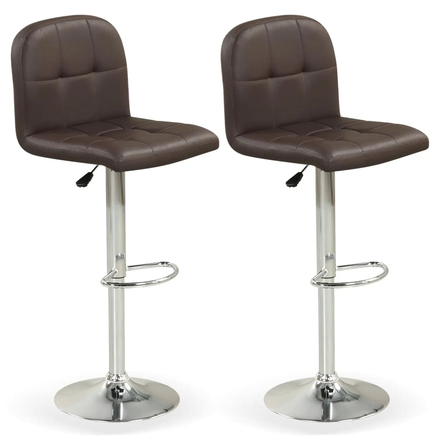 Swivel Bar Stools Set of 2 with Footrests and Metal Base by DirectDeals