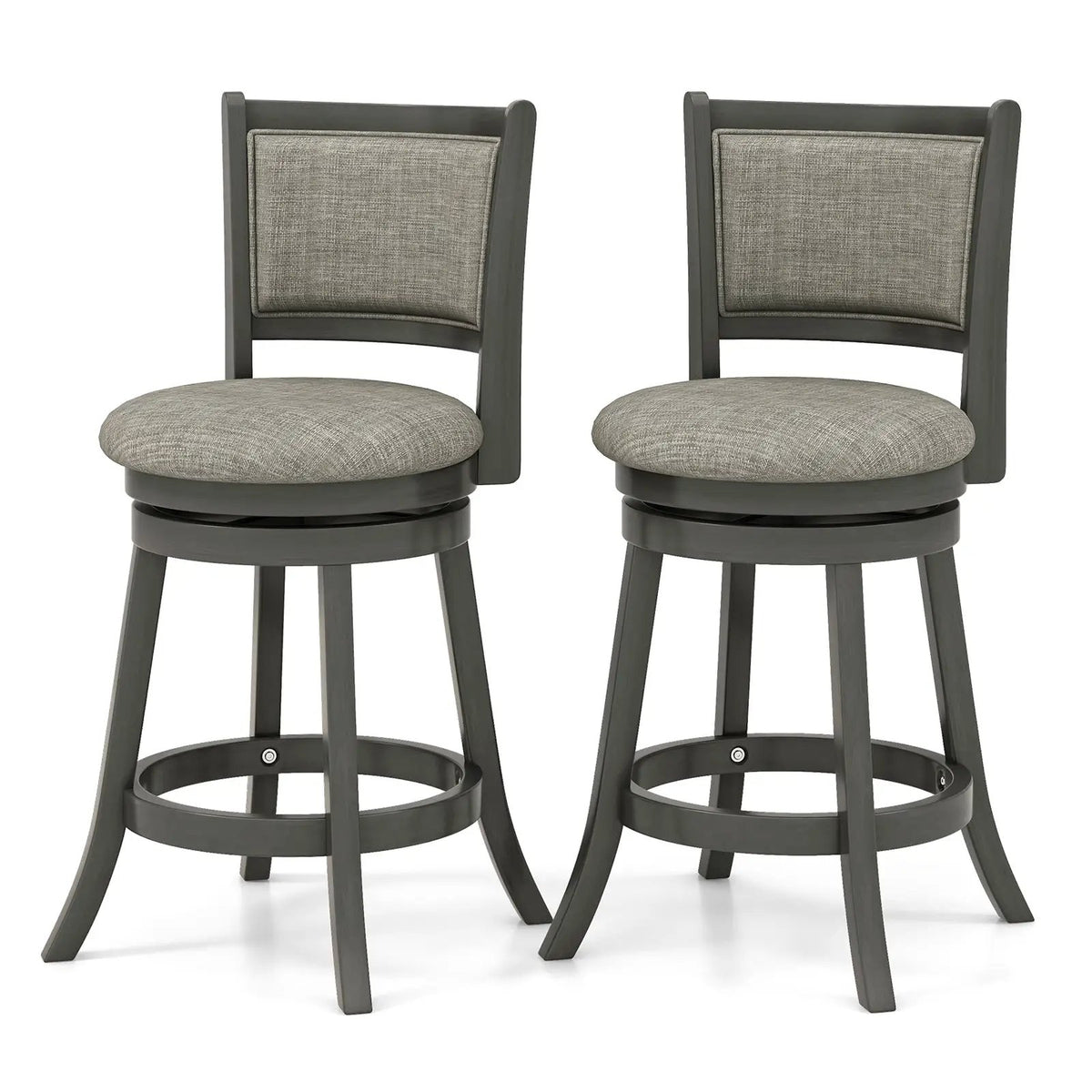 Swivel Bar Stools Set of 2 with Soft-padded Back and Seat by DirectDeals