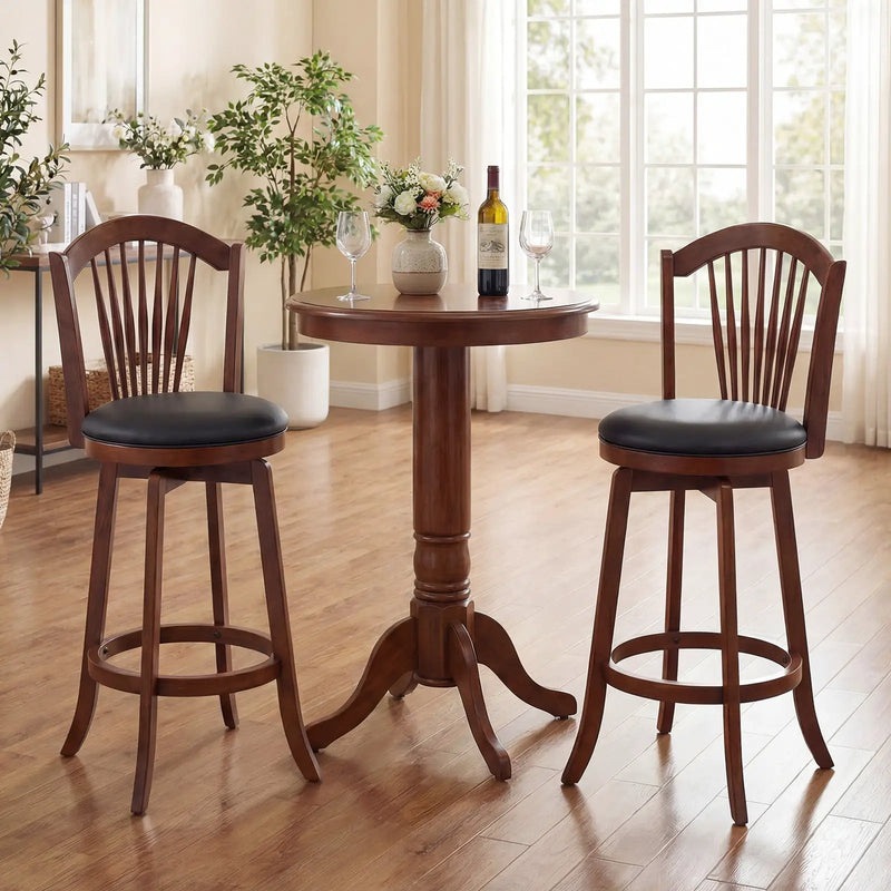 Swivel Bar Stools with Backrests and Wood Frame for Kitchen Island by DirectDeals