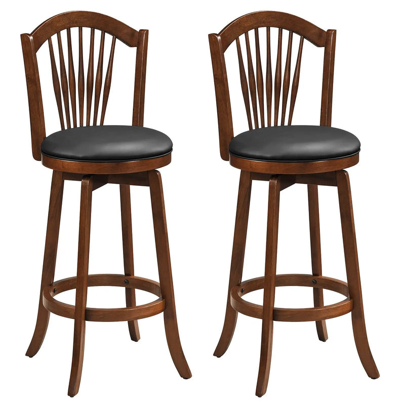 Swivel Bar Stools with Backrests and Wood Frame for Kitchen Island by DirectDeals