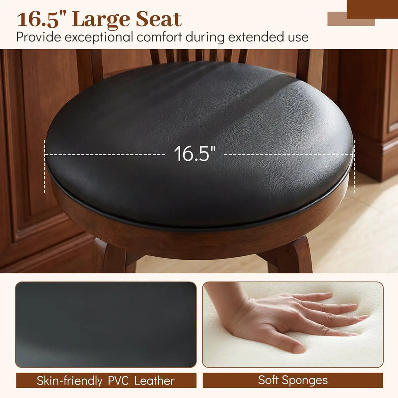 Swivel Bar Stools with Backrests and Wood Frame for Kitchen Island by DirectDeals
