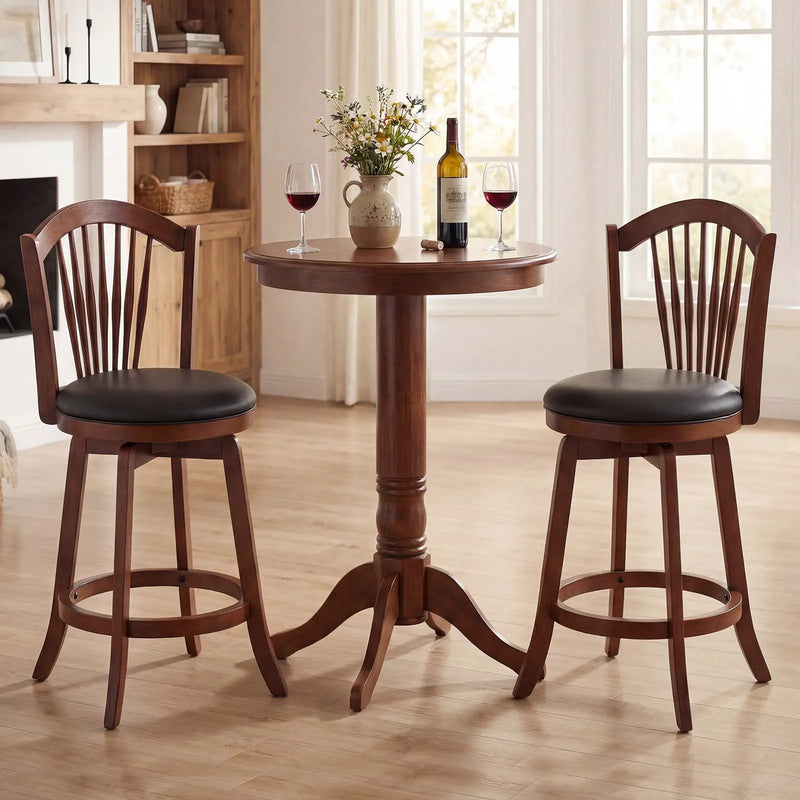 Swivel Bar Stools with Backrests and Wood Frame for Kitchen Island by DirectDeals