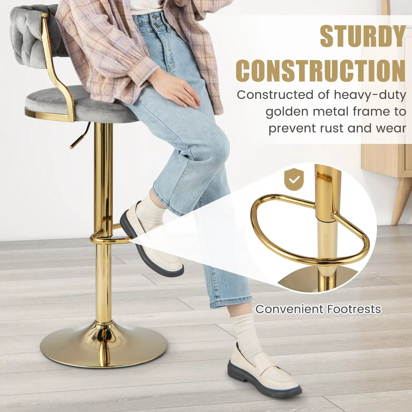 Swivel Barstool with Woven Back Set of 2 for Kitchen Island Cafe by DirectDeals