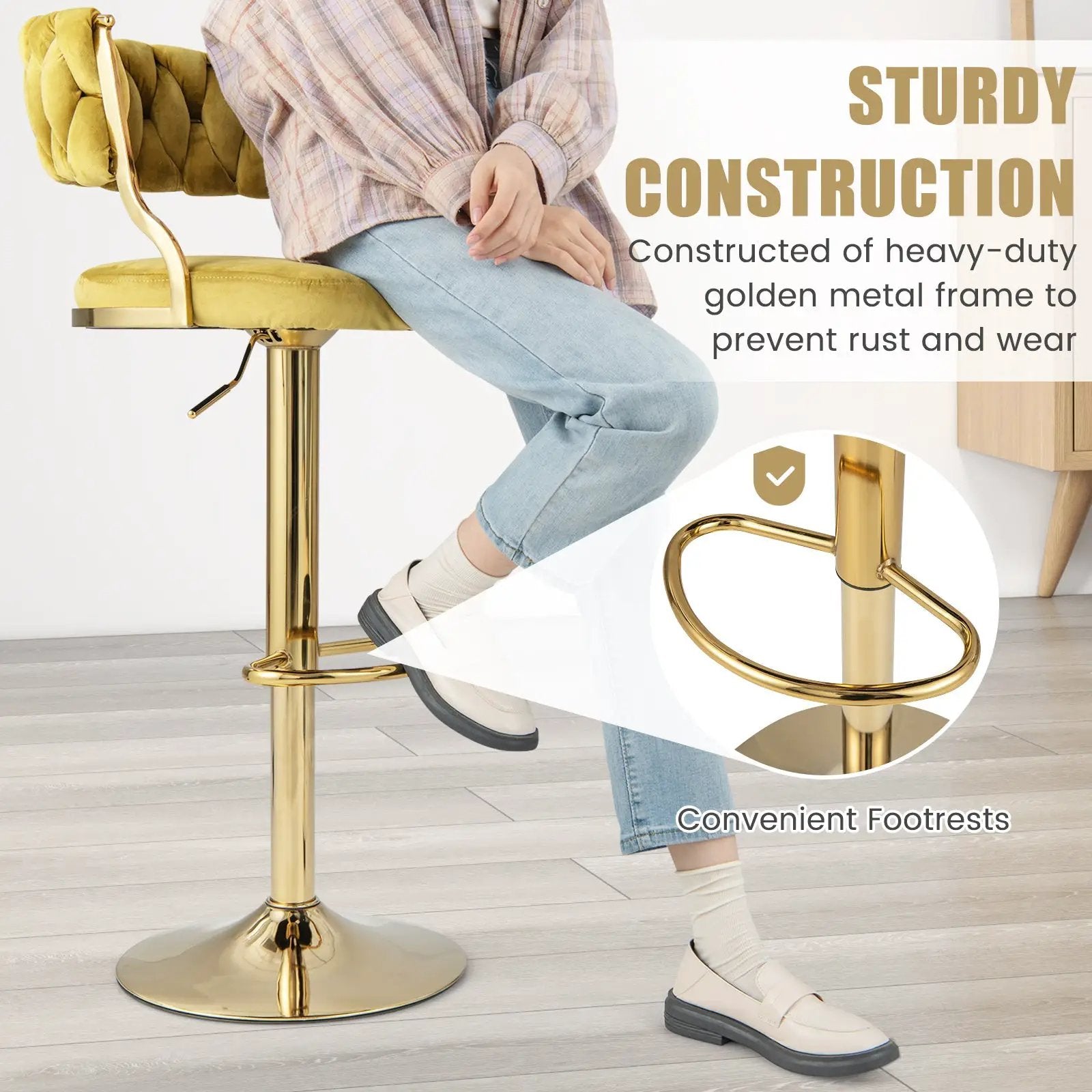 Swivel Barstool with Woven Back Set of 2 for Kitchen Island Cafe by DirectDeals