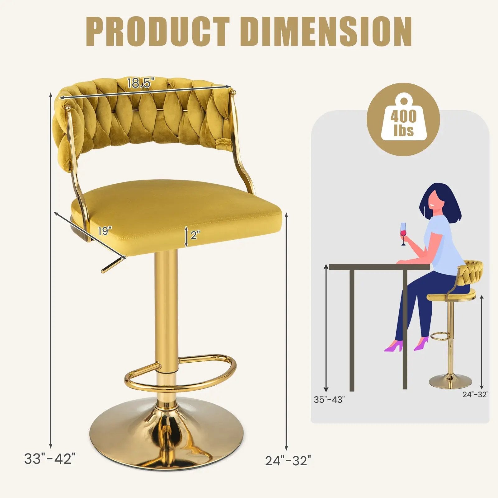 Swivel Barstool with Woven Back Set of 2 for Kitchen Island Cafe by DirectDeals