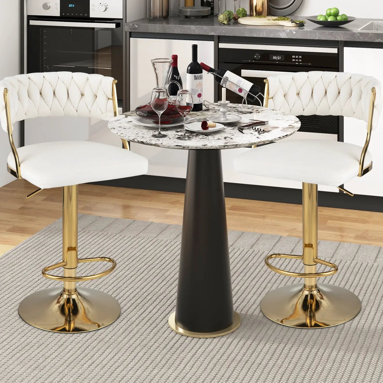 Swivel Barstool with Woven Back Set of 2 for Kitchen Island Cafe by DirectDeals