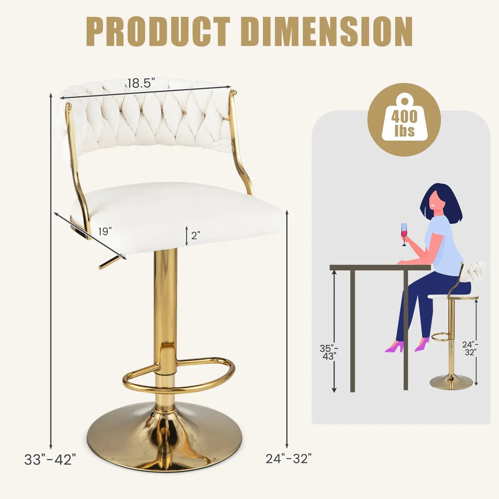 Swivel Barstool with Woven Back Set of 2 for Kitchen Island Cafe by DirectDeals