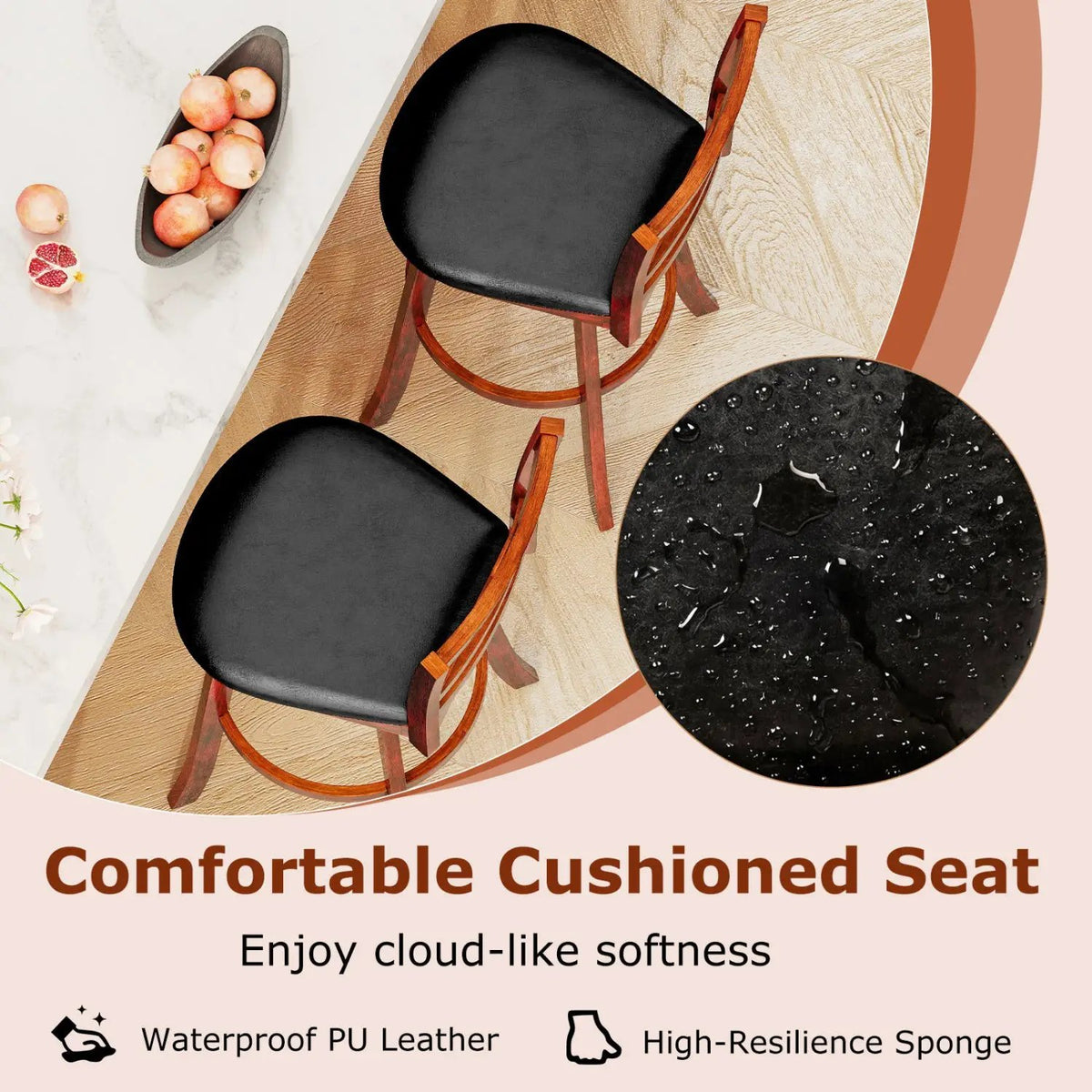 Swivel Barstools Set of 2 with Backrest and Footrest by DirectDeals