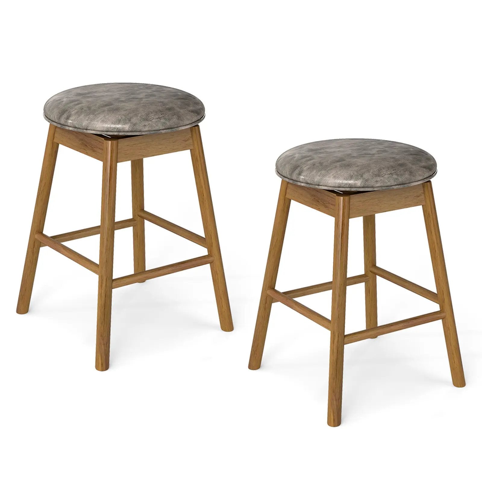 Swivel Counter Height Barstools with Solid Wood Legs and Footrests-Set of 2 by DirectDeals