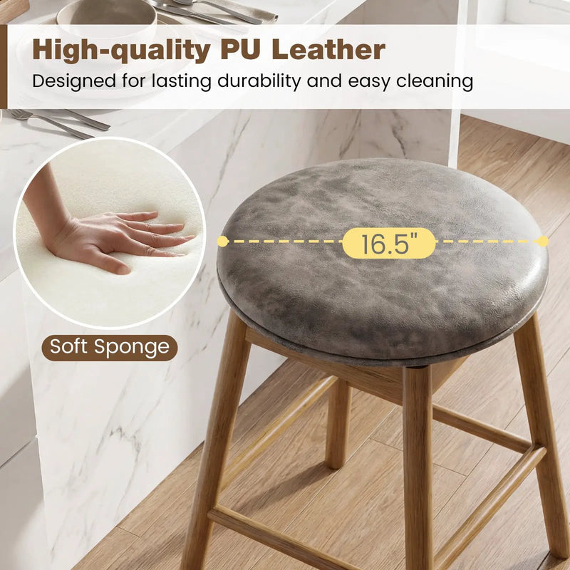 Swivel Counter Height Barstools with Solid Wood Legs and Footrests-Set of 2 by DirectDeals