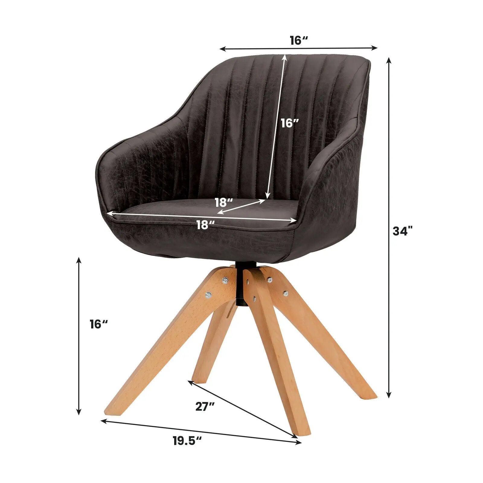 Modern Leathaire Set of 2 Swivel Accent Chair with Beech Wood Legs by DirectDeals