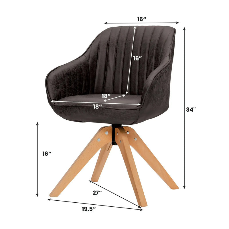 Modern Leathaire Set of 2 Swivel Accent Chair with Beech Wood Legs by DirectDeals