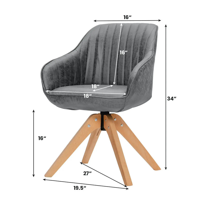 Modern Leathaire Set of 2 Swivel Accent Chair with Beech Wood Legs by DirectDeals