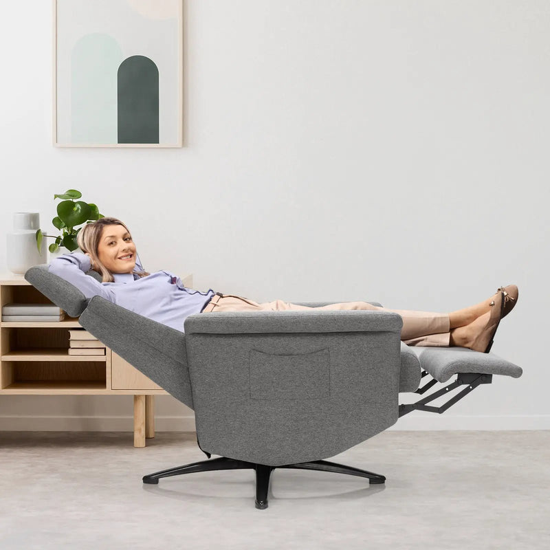 Swivel Massage Recliner Single Sofa with Adjustable Headrest-Gray by DirectDeals