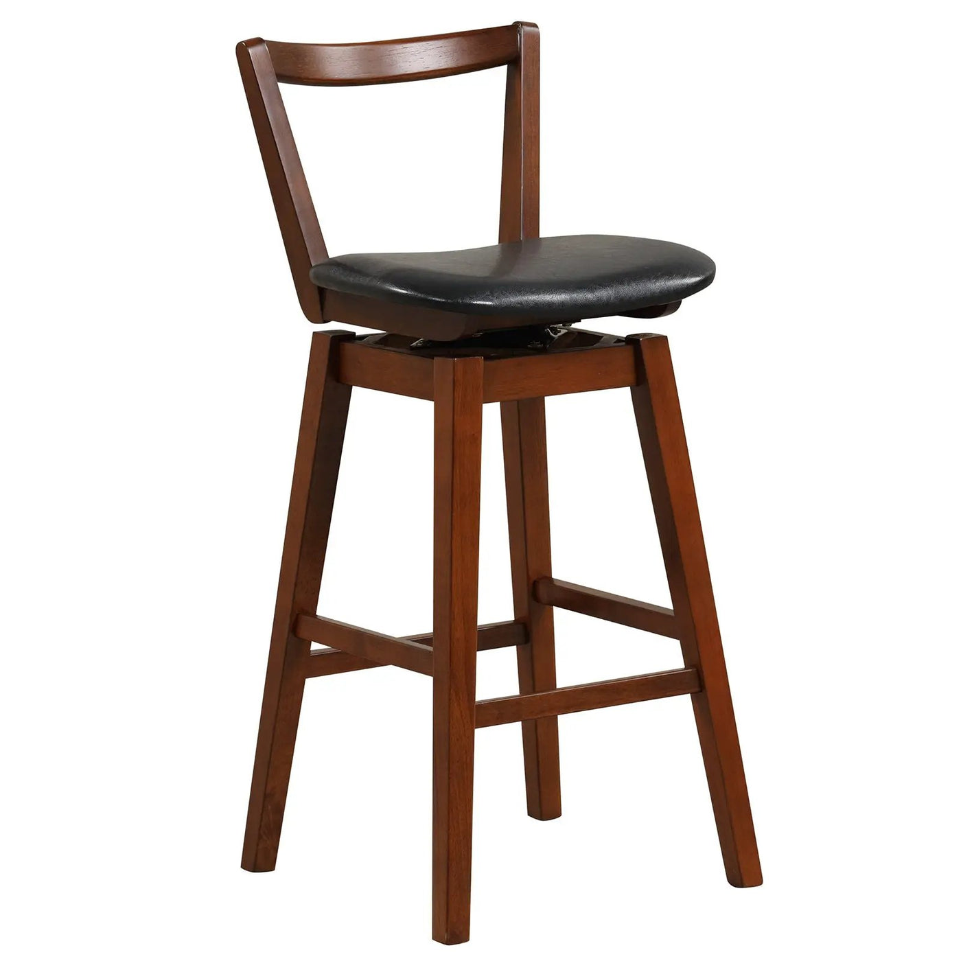 Swivel Upholstered PU Leather Stool with Backrest and Cushioned Seat by DirectDeals
