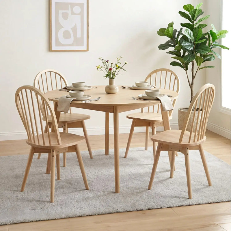 Swivel Windsor Dining Chairs Set of 4 with Solid Rubber Wood Frame by DirectDeals