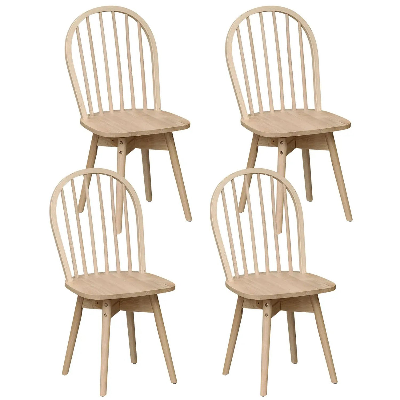 Swivel Windsor Dining Chairs Set of 4 with Solid Rubber Wood Frame by DirectDeals