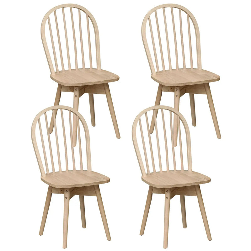 Swivel Windsor Dining Chairs Set of 4 with Solid Rubber Wood Frame by DirectDeals