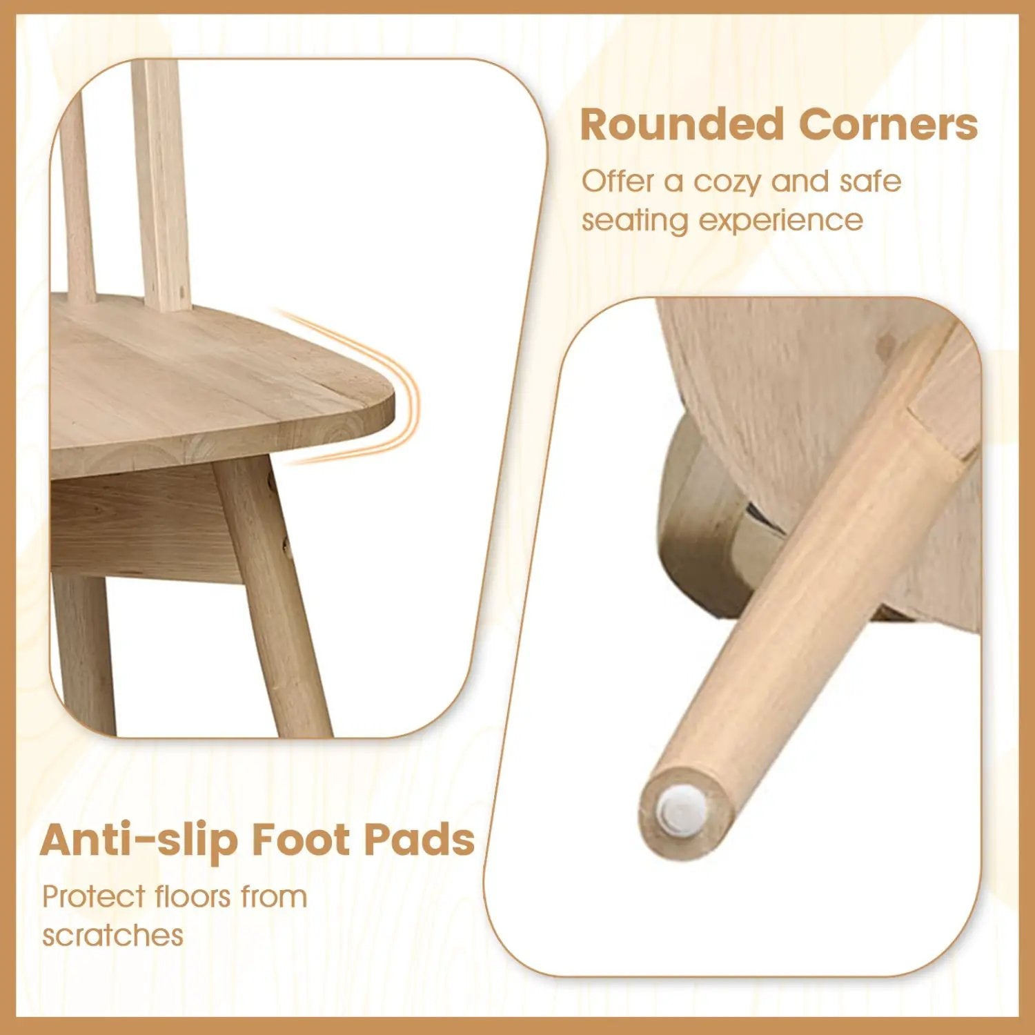 Swivel Windsor Dining Chairs Set of 4 with Solid Rubber Wood Frame by DirectDeals