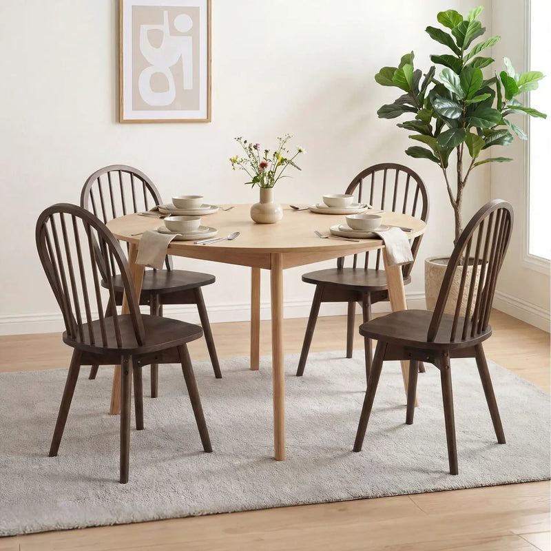 Swivel Windsor Dining Chairs Set of 4 with Solid Rubber Wood Frame by DirectDeals