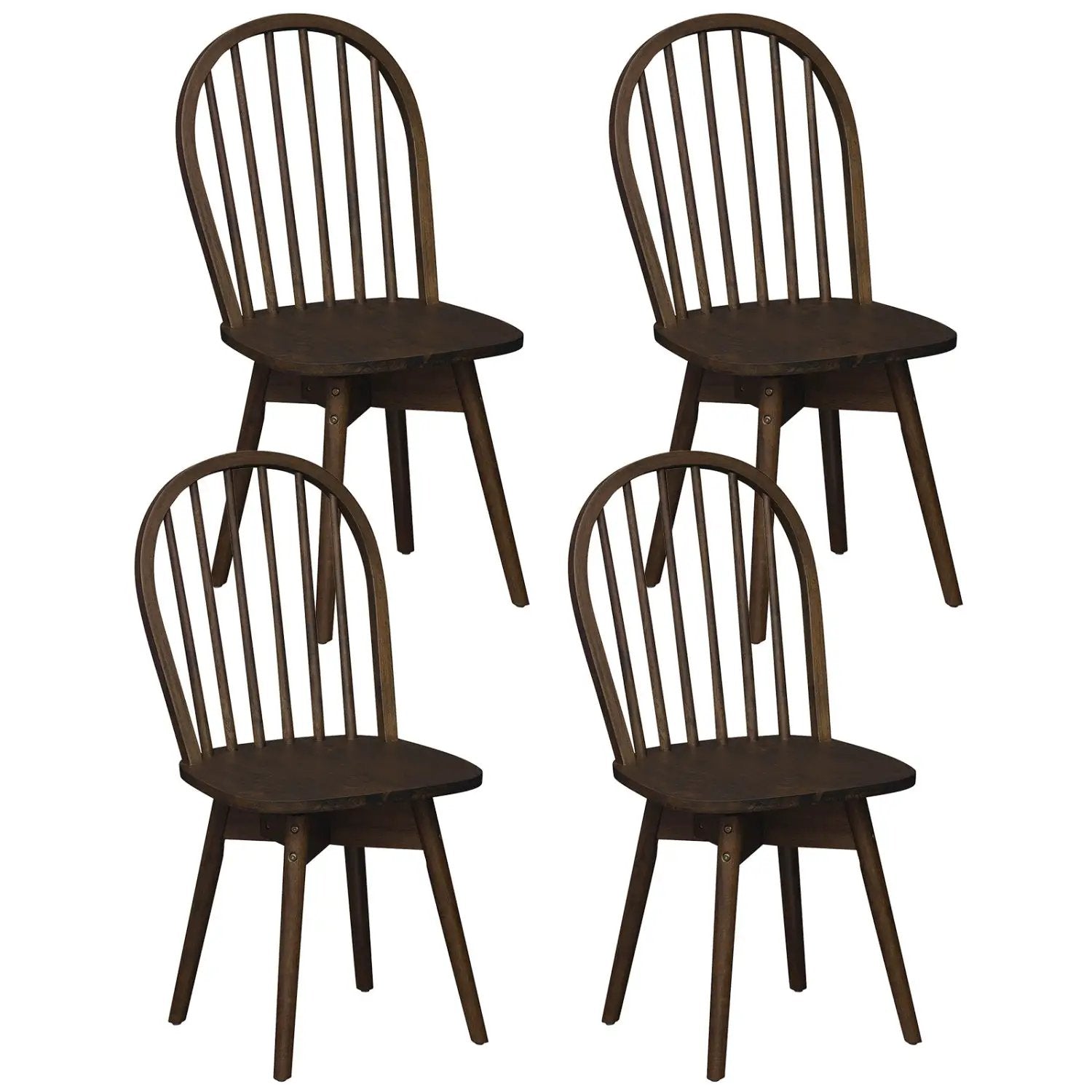 Swivel Windsor Dining Chairs Set of 4 with Solid Rubber Wood Frame by DirectDeals