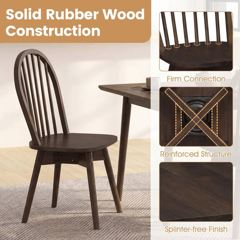 Swivel Windsor Dining Chairs Set of 4 with Solid Rubber Wood Frame by DirectDeals