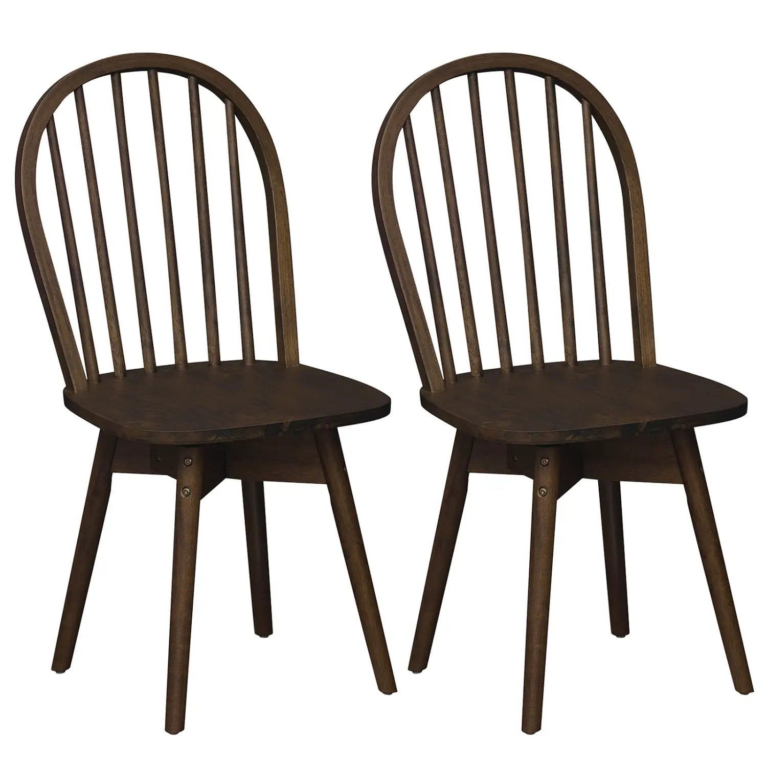 Swivel Windsor Dining Chairs Set of 2 with Solid Rubber Wood Frame by DirectDeals