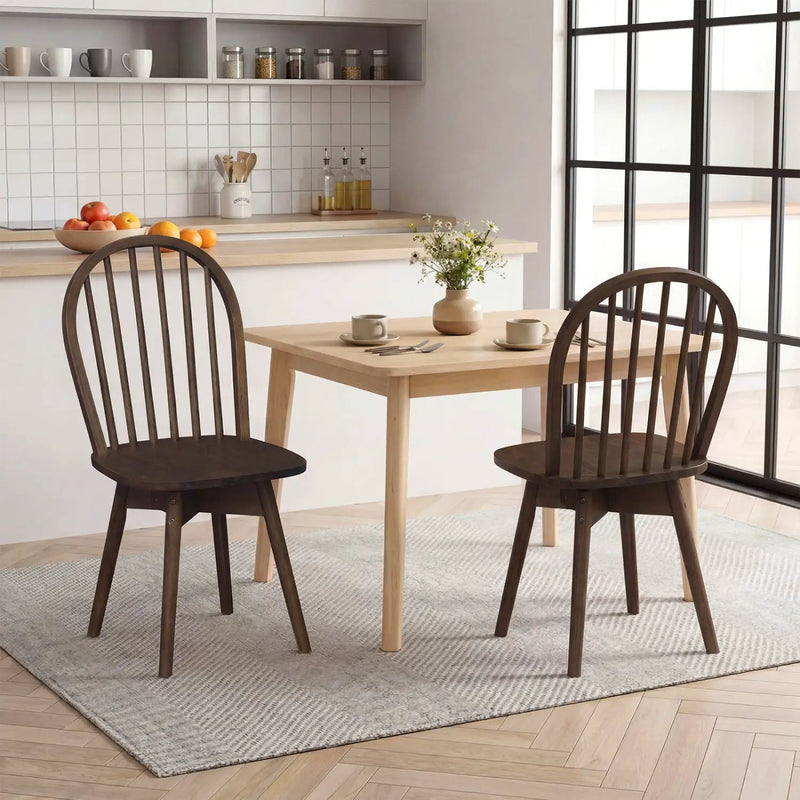 Swivel Windsor Dining Chairs Set of 2 with Solid Rubber Wood Frame by DirectDeals