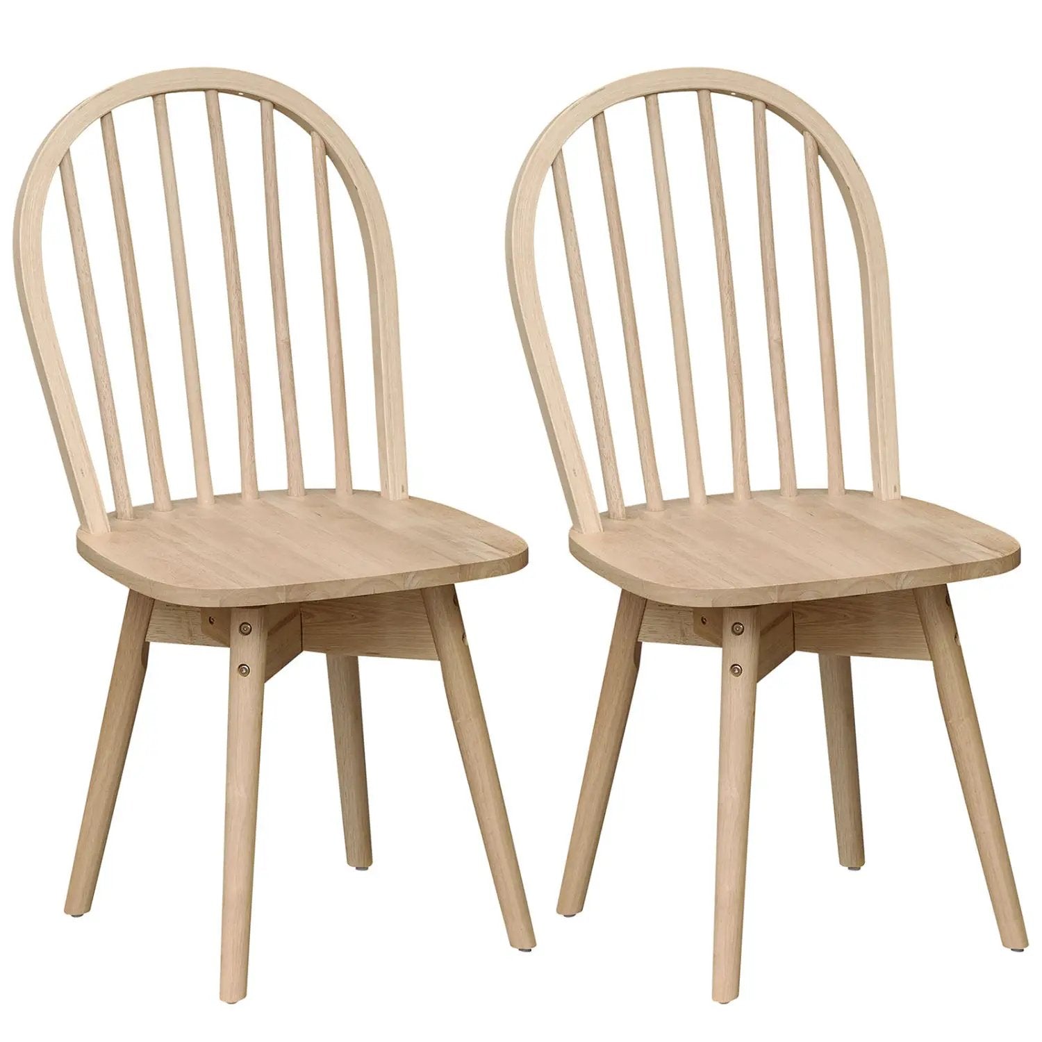 Swivel Windsor Dining Chairs Set of 2 with Solid Rubber Wood Frame by DirectDeals