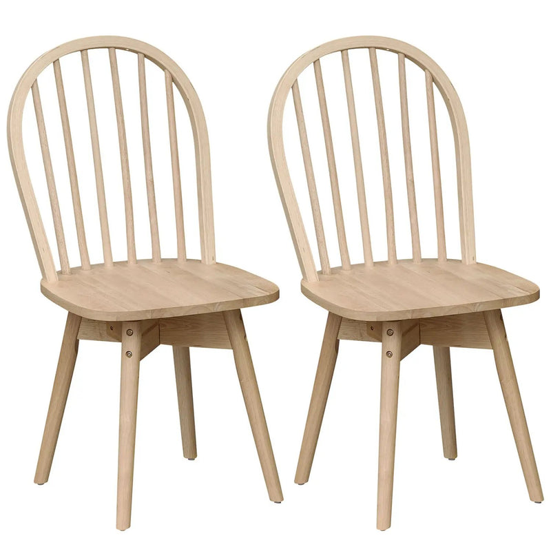 Swivel Windsor Dining Chairs Set of 2 with Solid Rubber Wood Frame by DirectDeals