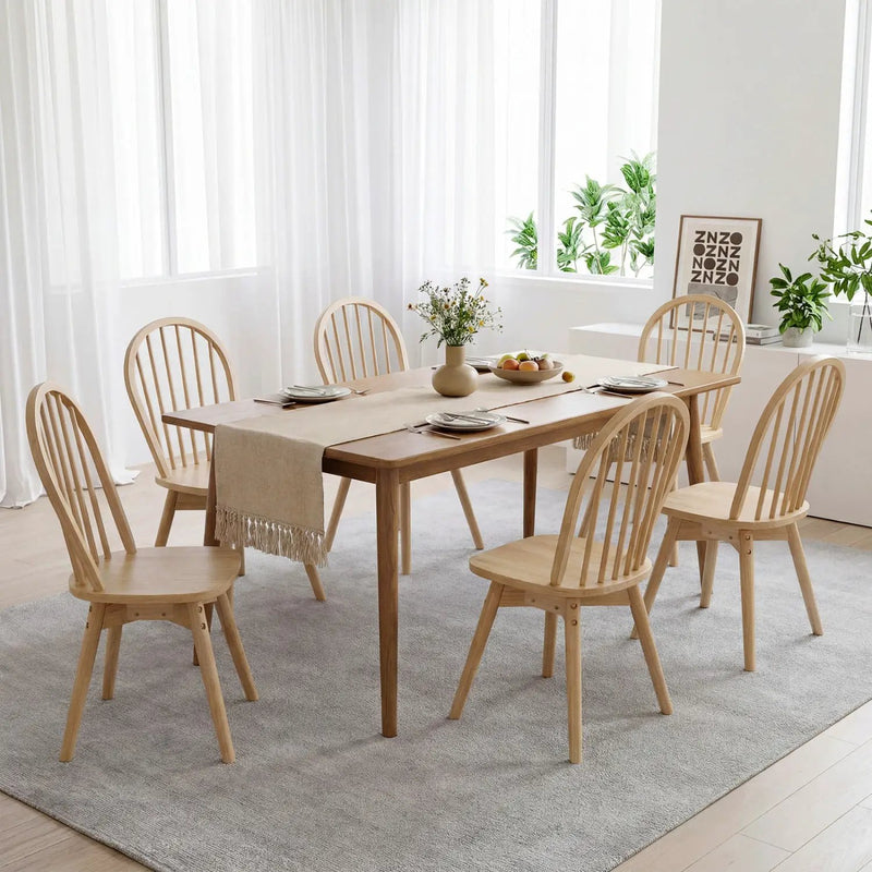 Swivel Windsor Dining Chairs Set of 2 with Solid Rubber Wood Frame by DirectDeals